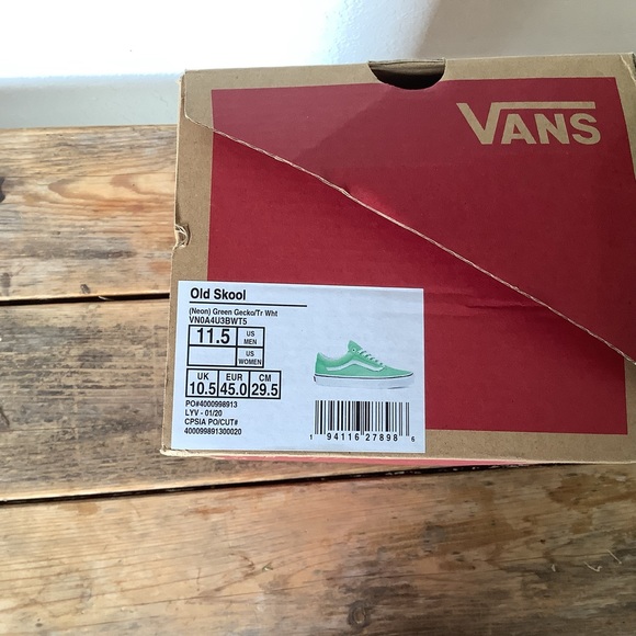 Men’s Vans Old Skool Neon NWT, size 11.5 - Green Gecko/Tr White - Picture 7 of 9